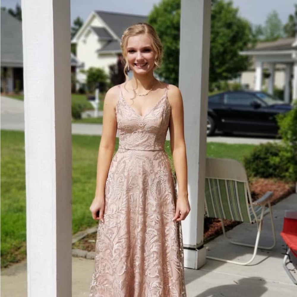 Windsor rose gold prom dress